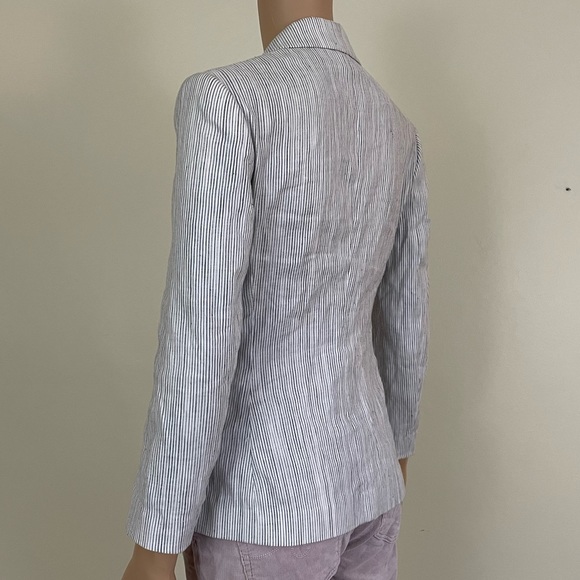 Theory white & blue stripe linen blazer size 2 - Picture 11 of 16